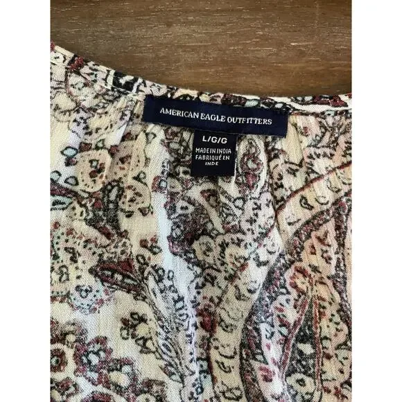 American Eagle Women's Top Lg Flowy Beachy Romantic Boho Festival Peasant Hippie - Picture 12 of 14